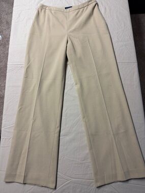 Ann Taylor Light Cream Wide-Leg Dress Trousers